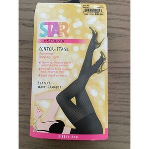 Spanx Star Power Center Stage Ribbed Row Tights Size E black ribbed